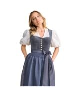 Darya – Storm Blue Velvet Buttoned Midi Dirndl - Image 4