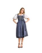 Darya – Storm Blue Velvet Buttoned Midi Dirndl - Image 3