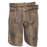 Forest Stag Hunter Lederhosen – Deep Oak Brown Suede