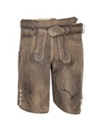 Forest Stag Hunter Lederhosen – Deep Oak Brown Suede
