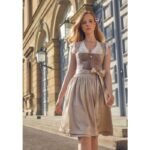 Taupe & Champagne Velvet Midi Dirndl Dress