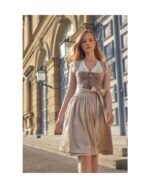 Taupe & Champagne Velvet Midi Dirndl Dress