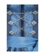 Midnight Sapphire – Blue Midi Dirndl with Floral Accents - Image 2