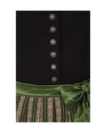 Lena – Black Cotton Dirndl with Olive Green Patterned Apron - Image 2