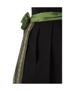 Lena – Black Cotton Dirndl with Olive Green Patterned Apron - Image 3