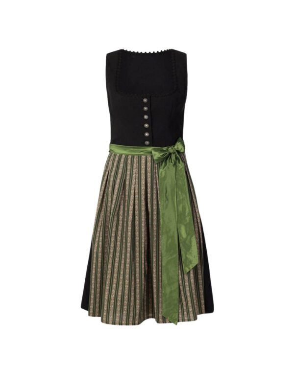 Lena Black Midi Dirndl with Green Apron – Vintage Gastro Style