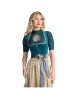 Roseline – Teal Velvet & Sand Beige Mini Dirndl - Image 5