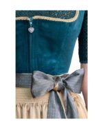 Roseline – Teal Velvet & Sand Beige Mini Dirndl - Image 4