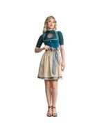 Roseline – Teal Velvet & Sand Beige Mini Dirndl - Image 2