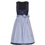 Simone – Midnight Blue Jacquard Midi Dirndl with Lavender Apron
