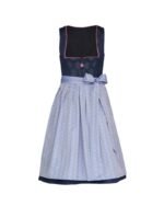 Simone – Midnight Blue Jacquard Midi Dirndl with Lavender Apron