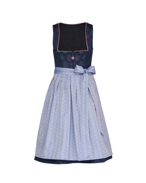Simone – Midnight Blue Jacquard Midi Dirndl with Lavender Apron
