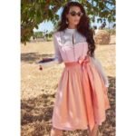 Peach Blush Midi Dirndl with Apricot Apron
