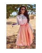 Peach Blush Midi Dirndl with Apricot Apron