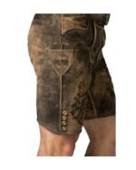 Rustic Oakleaf Embroidered Lederhosen – Bavarian Goat Suede Shorts - Image 3