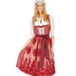 Rosewood Brocade Dirndl with Blush Apron
