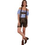 chestnut Women Lederhosen with White Embroidery
