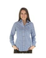 Lana – Oktoberfest Blue and White Checkered Trachten Shirt - Image 2