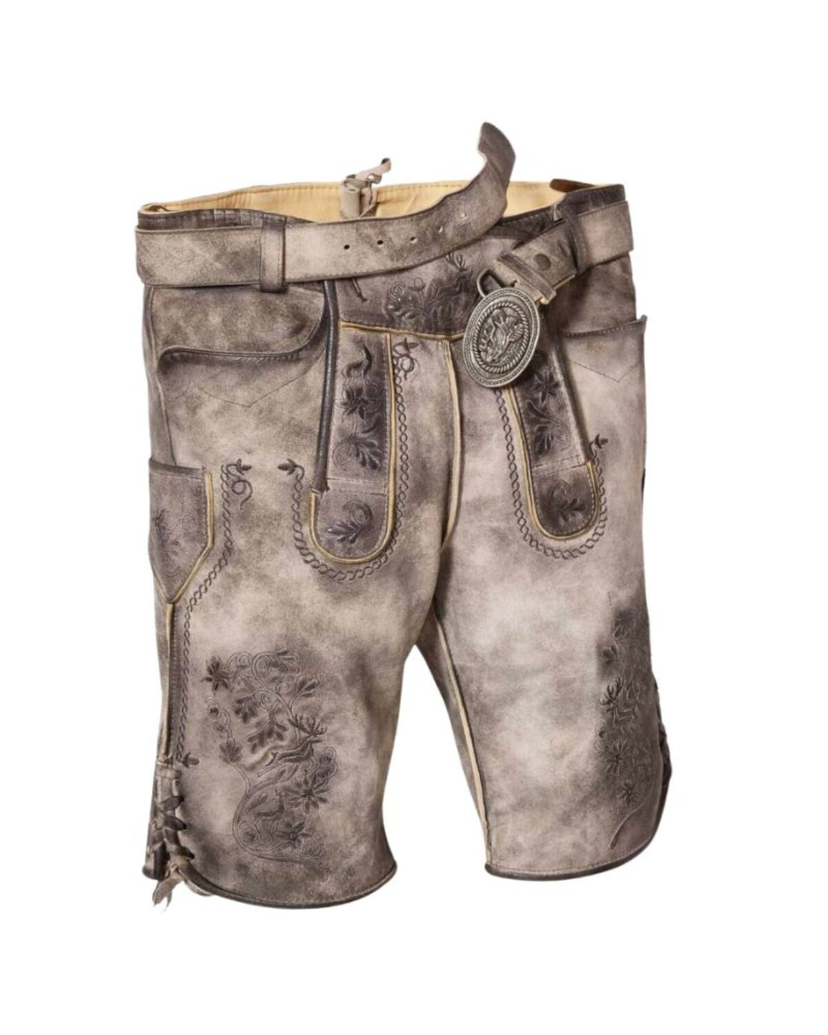 Furth – Alpine Gray Embroidered Short Lederhosen