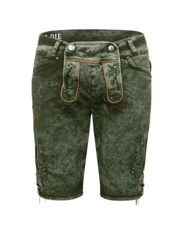 Benedikt Washed Green Denim Lederhosen