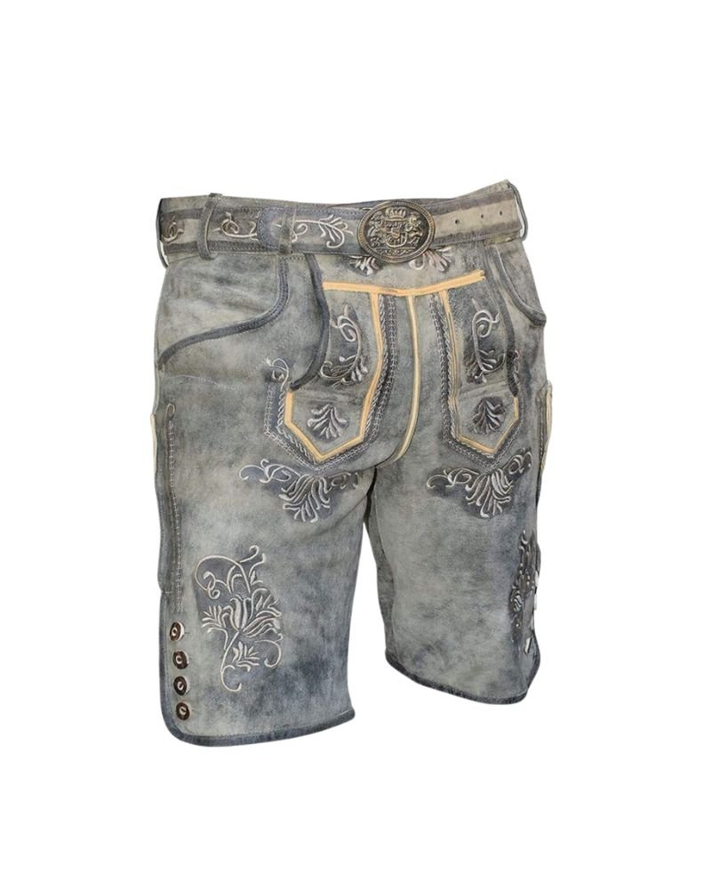 Fredericksburg Lederhosen Garmisch Frost Grey Suede Lederhosen