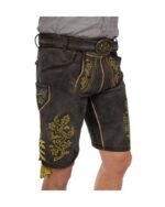 Augsburg Charcoal-Gold Embroidered Lederhosen - Image 3