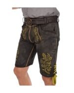 Augsburg Charcoal-Gold Embroidered Lederhosen - Image 4