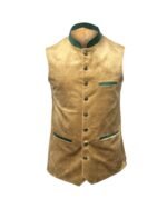 Golden Brown Leather Bavarian Waistcoat