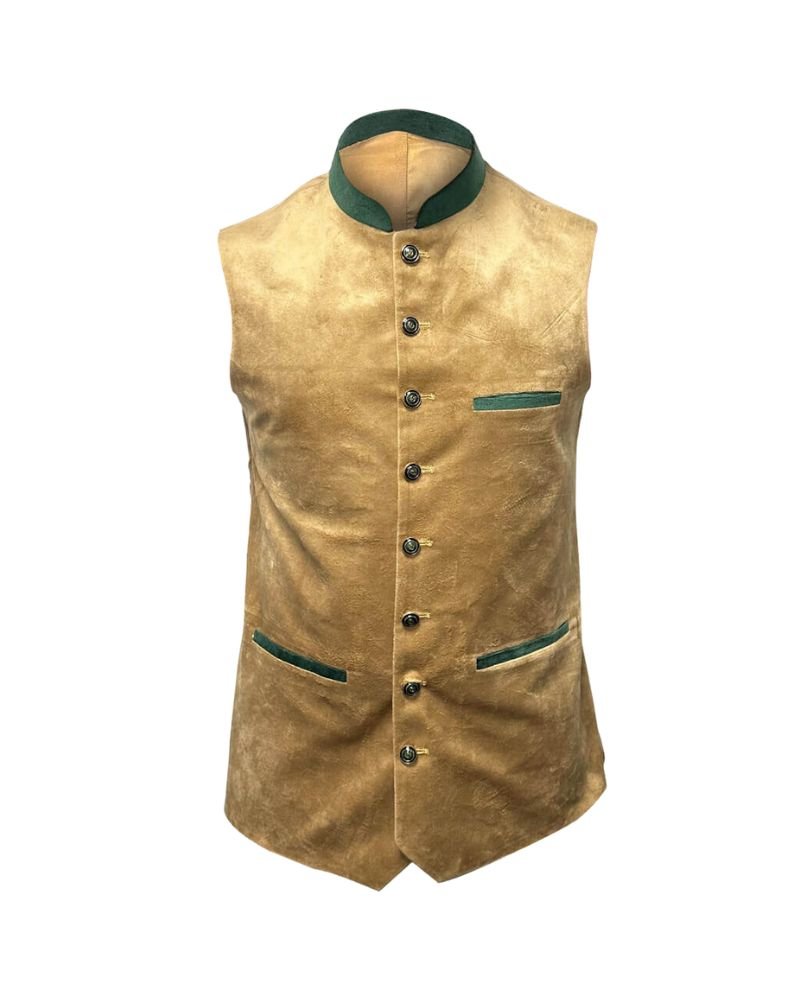 Golden Brown Leather Bavarian Waistcoat Golden Brown Leather Bavarian Waistcoat