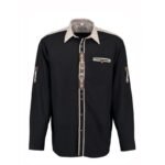 Bamberg Black Oktoberfest Shirt with Beige Collar & Embroidery