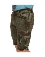 Regensburg Olive Denim Cargo Lederhosen - Image 3