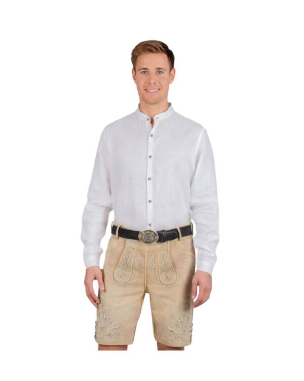Cream Suede Lederhosen with Stag Embroidery