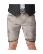 Passau Stone Mist Embossed Bavarian Lederhosen - Image 2