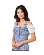 Glacier Blue Checkered Women’s Trachten Shirt - Image 3