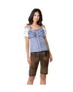 Glacier Blue Checkered Women’s Trachten Shirt - Image 2