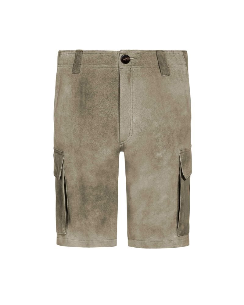 Cargo Lederhosen in Olive Brown Suede