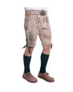 Buchenwald Mist Lederhosen – Light Beige Bavarian Suede Shorts - Image 5