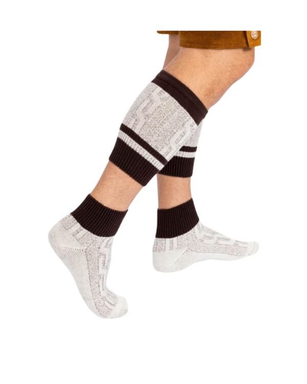 Berchtesgaden – Cream & Walnut Bavarian Loferl Socks