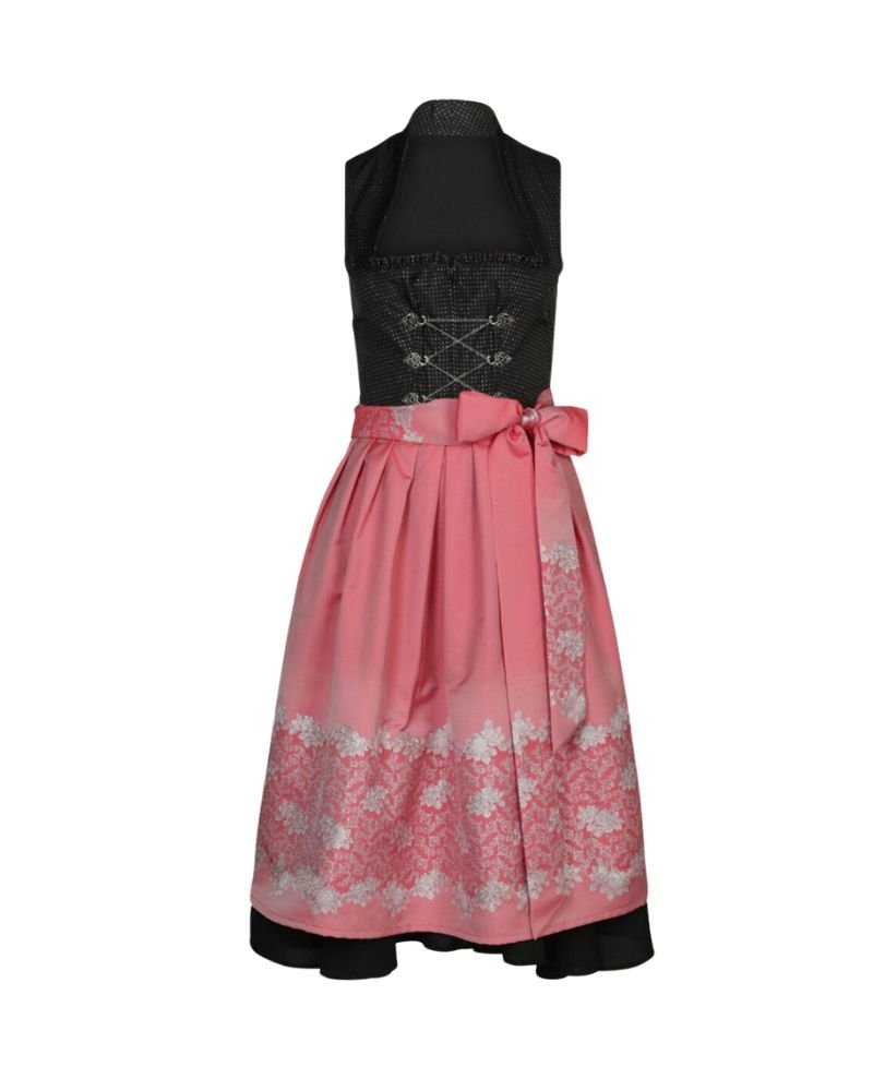 Luisa Black Dirndl with Rose Pink Apron
