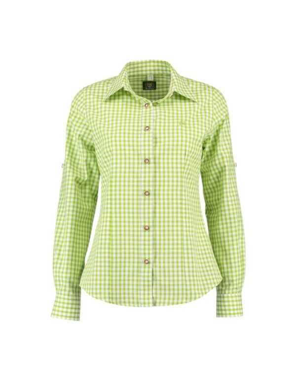 Maria – Lime Green Gingham Women's Bavarian Shirt