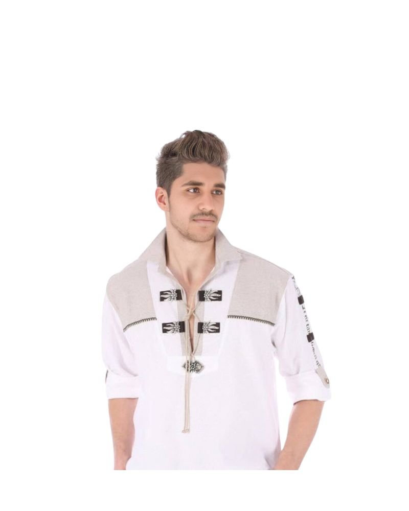 Men’s Embroidered Trachten White Shirt