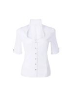 Saskia – White Button-Front Half-Sleeve Oktoberfest Shirt