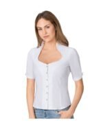 Saskia – White Button-Front Half-Sleeve Oktoberfest Shirt - Image 2