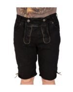 Kempten Noir Denim Lederhosen – Modern Black Bavarian Shorts - Image 2
