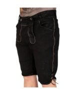 Kempten Noir Denim Lederhosen – Modern Black Bavarian Shorts - Image 4