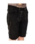 Kempten Noir Denim Lederhosen – Modern Black Bavarian Shorts - Image 3
