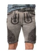 Regensburg Ironfog Gray Lederhosen with Castle Embroidery - Image 5
