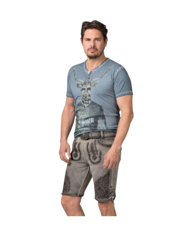 Regensburg Ironfog Gray Lederhosen with Castle Embroidery
