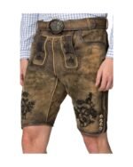 Schliersee Torfleder Lederhosen – Vintage Brown Embroidered Shorts - Image 4