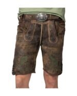 Vintage Walnut Brown lederhosen with Forest Green Embroidery - Image 2